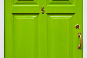 Green Door with Deadbolt